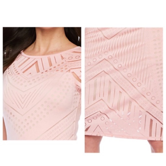 Bold Elements Pink Bodycon Dress with Nude Slip - Picture 4 of 9